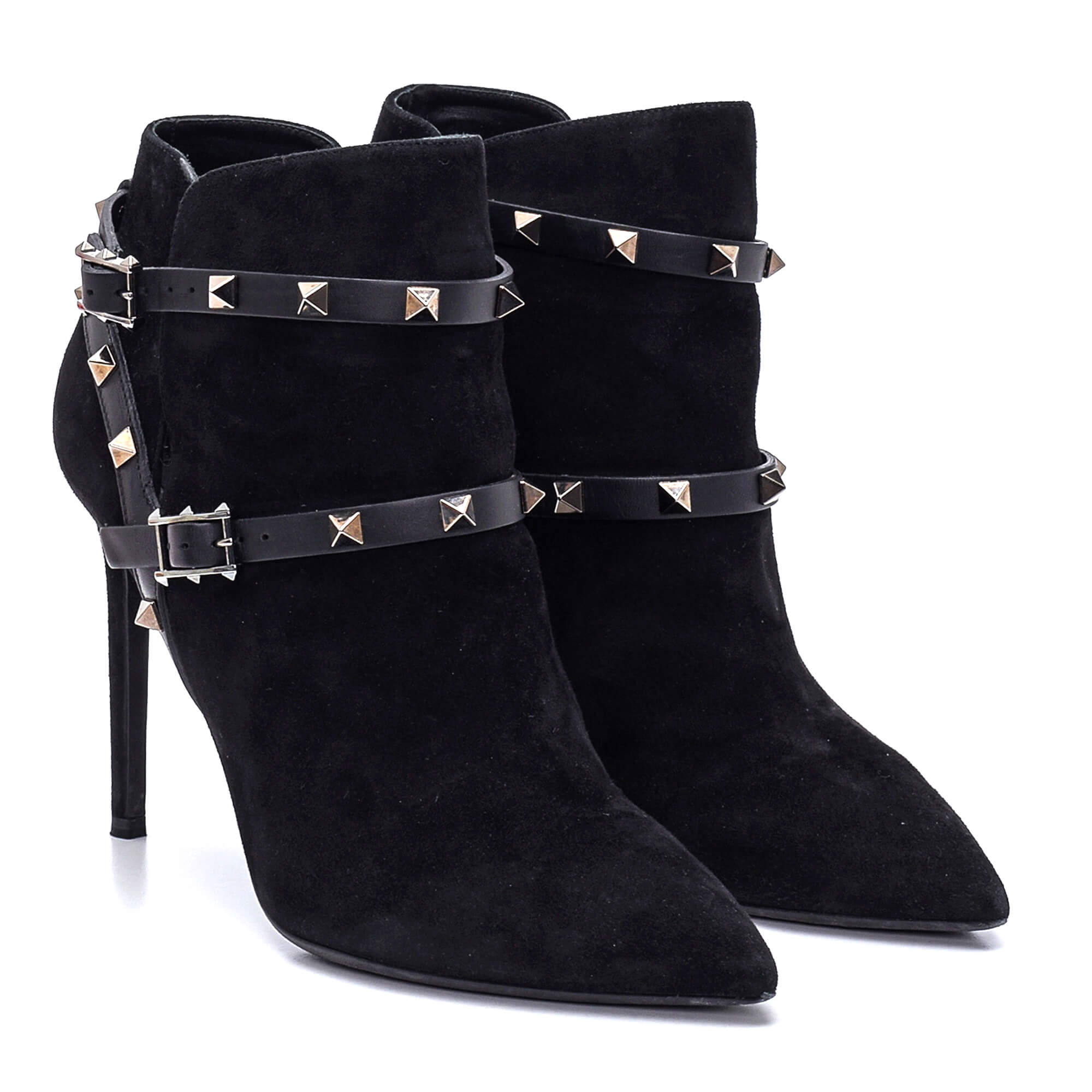 Valentino - Black Suede Rockstud Booties